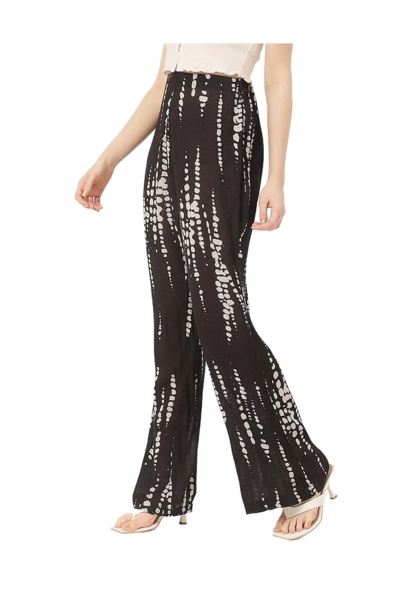 Straight Loose Fit Printed Rayon Pant - Women's Trendy Straight Pant