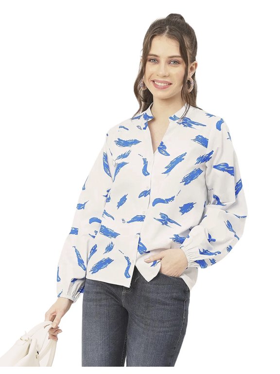 Stylish Bishop Sleeves Cotton Shirt - Long Sleeves, Boho Style