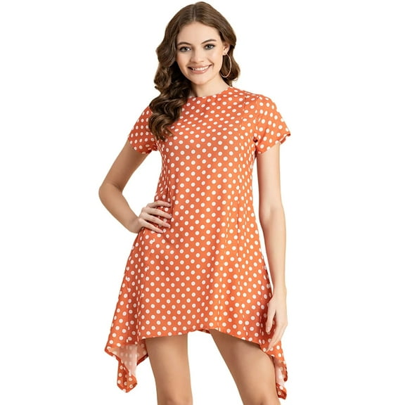 Moomaya Stylish Printed Georgette Short Sleeve Asymmetric Dress - Cocktail Dress