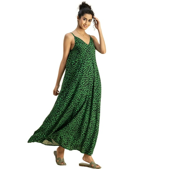 Moomaya Stylish Printed Rayon Sleeveless A-Line Dress - V Neck, Summer Dress