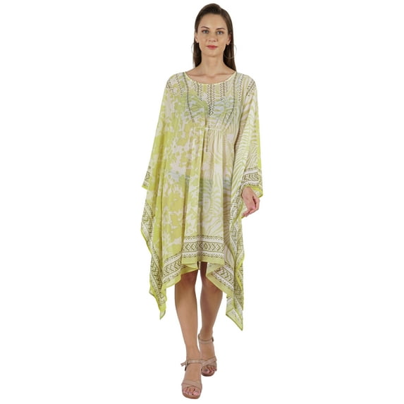 Moomaya Summer Bikini Cover Up Kaftan For Womens Sexy Sheer Swimwear Caftan Beach Dress