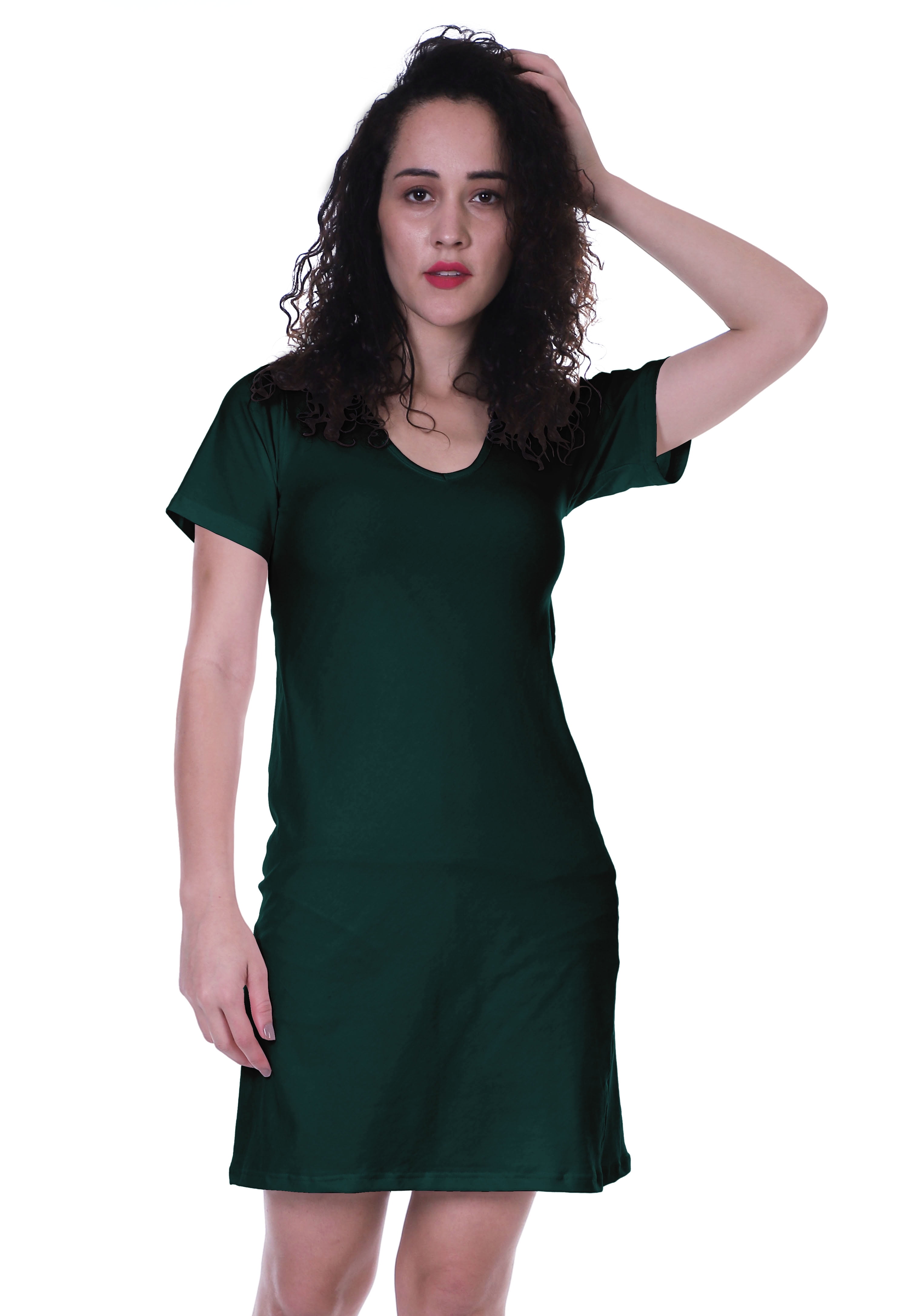 Moomaya Summer Fit Short Sleeve Plain Jersey Dress Basic Casual Short Tshirt Dresses-D5, Women's, Size: XS, Blue