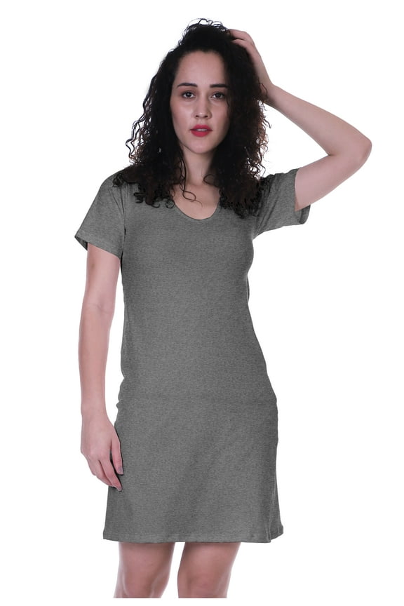 Summer Fit Short Sleeve Plain Jersey Dress Basic Casual Short Tshirt Dresses-D5