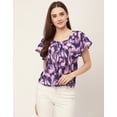 thumbnail image 1 of Moomaya Sweetheart Neck Tops For Women, Printed Short Flutter Sleeve Casual Top, 1 of 8
