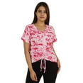 thumbnail image 1 of Moomaya Tie Dye Short Sleeve Ruching Tops For Women V-Neck Casual Jersey Tee, 1 of 8