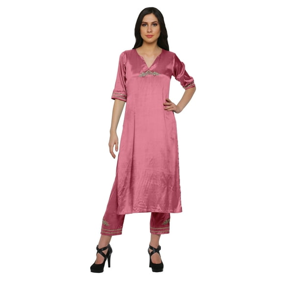 Moomaya Traditional Indian Clothing Women Viscose Santoon Kurta Pant Party Dress