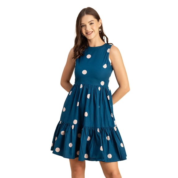 Moomaya Trendy Printed Cotton Sleeveless Tiered Dress - Stylish Summer Sundress