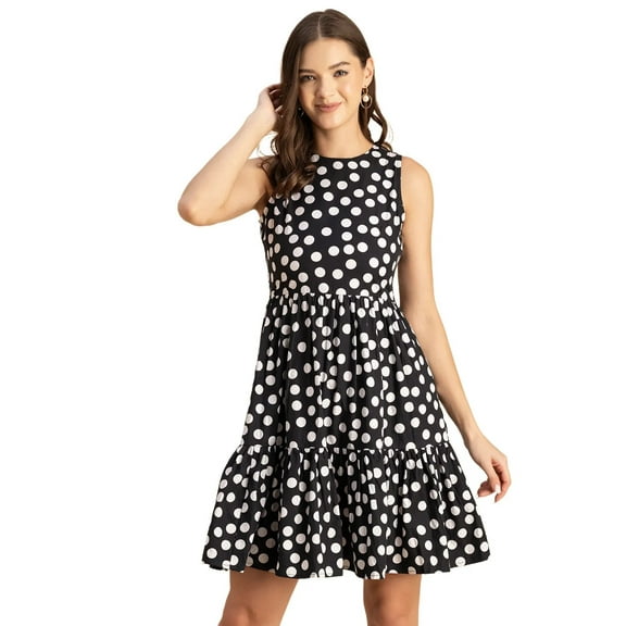 Moomaya Trendy Printed Cotton Sleeveless Tiered Dress - Stylish Summer Sundress