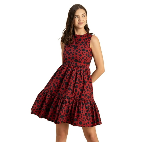 Moomaya Trendy Printed Cotton Sleeveless Tiered Dress - Stylish Summer Sundress