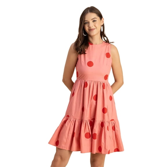 Moomaya Trendy Printed Cotton Sleeveless Tiered Dress - Stylish Summer Sundress