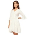 thumbnail image 1 of Moomaya Trendy V Neck Solid Rayon Dress - Tired Look, Casual Daywear Regular Fit, 1 of 9