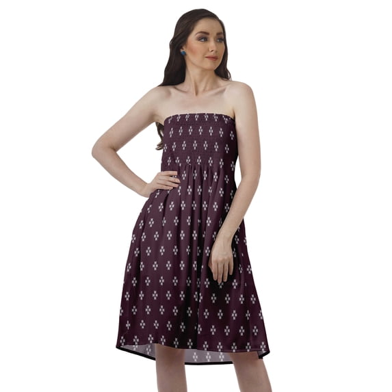 Moomaya Tube Top Dresses For Women Summer Beach Dress Poly Crepe Casual Sundress