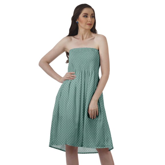 Moomaya Tube Top Dresses For Women Summer Beach Dress Poly Crepe Casual Sundress