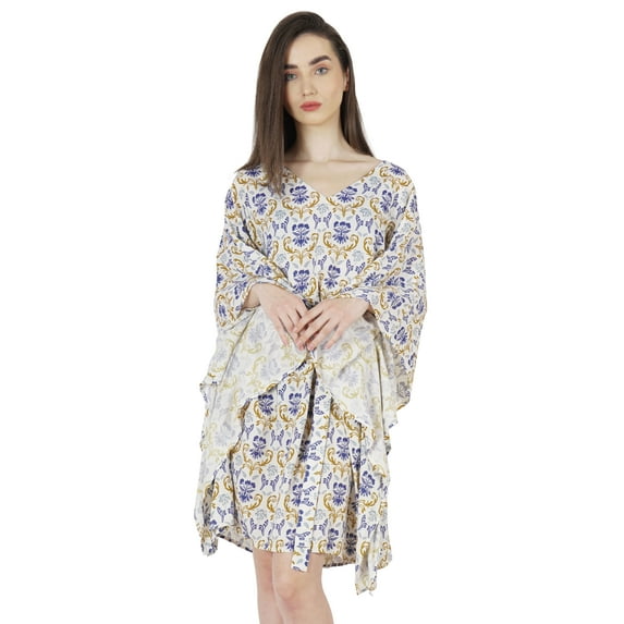 Moomaya Turkish MaxiKaftanFor Women Short Casual Mini Beach Dress Swimsuit Cover Up