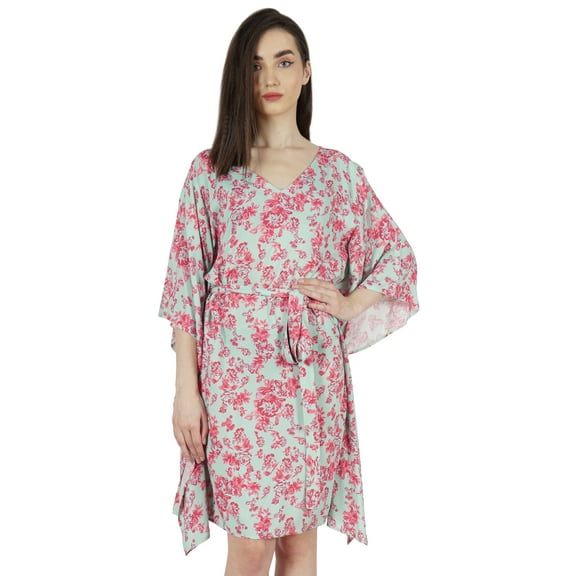 Moomaya Turkish MaxiKaftanFor Women Short Casual Mini Beach Dress Swimsuit Cover Up