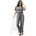 thumbnail image 1 of Moomaya V Neck Full Leg Printed Rayon Jumpsuit - Women's Elegant Jumpsuit, 1 of 9