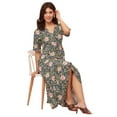 thumbnail image 1 of Moomaya V Neck Printed Rayon 3/4 Sleeve Wrap Dress - Women's Stylish Wrap Dress, 1 of 9