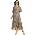 thumbnail image 1 of Moomaya V Neck Printed Rayon 3/4 Sleeve Wrap Dress - Women's Stylish Wrap Dress, 1 of 9