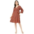 thumbnail image 1 of Moomaya V Neck Printed Rayon 3/4 Sleeve Wrap Dress - Women's Wrap Dress, 1 of 9