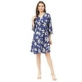 thumbnail image 1 of Moomaya V Neck Printed Rayon 3/4 Sleeve Wrap Dress - Women's Wrap Dress, 1 of 9