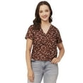 thumbnail image 1 of Moomaya V-Neck Printed Tops For Women, Button Down Short Sleeve Crop Top Blouse, 1 of 8