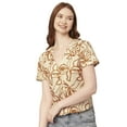 thumbnail image 1 of Moomaya V-Neck Printed Tops For Women, Button Down Short Sleeve Crop Top Blouse, 1 of 8