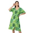 thumbnail image 1 of Moomaya V Neck Short Sleeve Printed Rayon Dress - Women's Trendy Summer Dress, 1 of 9