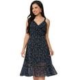 thumbnail image 1 of Moomaya V Neck Sleeveless Printed Georgette Dress - Women's Summer Dress, 1 of 8
