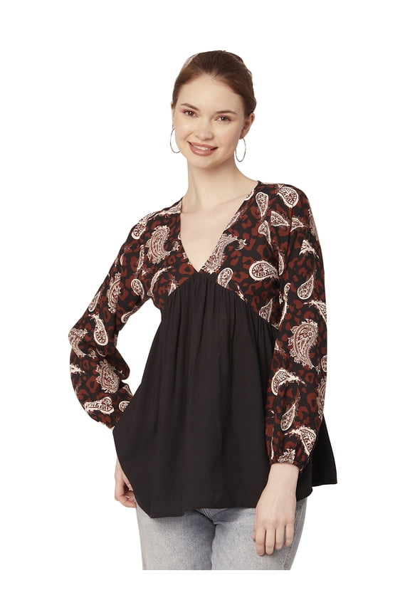 V-Neck Tops For Womens, Viscose Rayon Printed Summer Casual Top Tunic