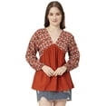 thumbnail image 1 of Moomaya V-Neck Tops For Womens, Viscose Rayon Printed Summer Casual Top Tunic, 1 of 8