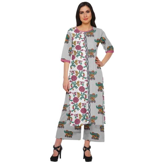 Moomaya Viscose Santoon Palazzo Set Womens Printed Ethnic Sets Casual Clothing