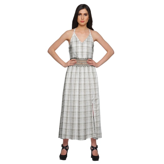 Moomaya WoMen's Printed Adjustable Spaghetti Strap Casual Dress With Side Slit