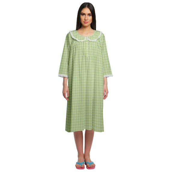 Moomaya WoMen's Printed Nightdress Knee Length Cotton Sleepwear Short Gown