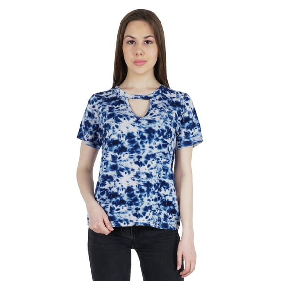 Moomaya WoMen's Printed Top T-shirt Casual Stretchable Jersey Top Short Sleeve Blouse