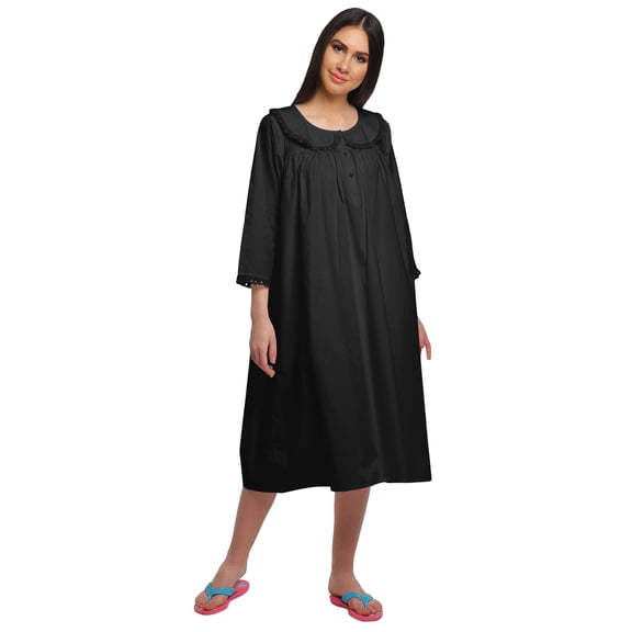 Moomaya WoMen's Solid Nightdress Knee Length Cotton Sleepwear Short Gown