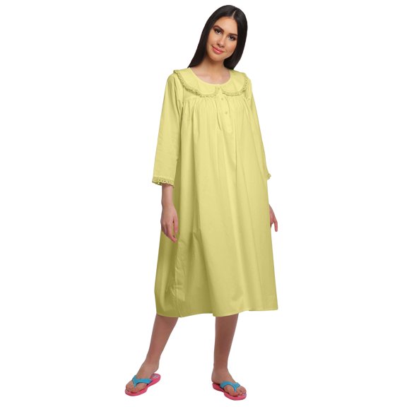 Moomaya WoMen's Solid Nightdress Knee Length Cotton Sleepwear Short Gown