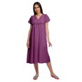 thumbnail image 1 of Moomaya WoMen's Solid Short Sleeve Nightdress V-Neck Cotton Sleepwear Gown, 1 of 6