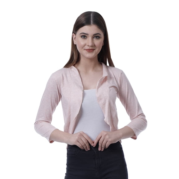Moomaya Women 3/4 Sleeve Short Shrug Open Front Cotton Summer Casual Cardigan
