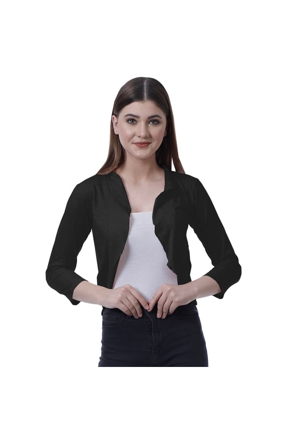 Women 3/4 Sleeve Short Shrug Open Front Cotton Summer Casual Cardigan