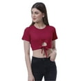 thumbnail image 1 of Moomaya Women Front Knot Crop Top Short Sleeve Round Neck Tee Shirt Knotted Tops, 1 of 7