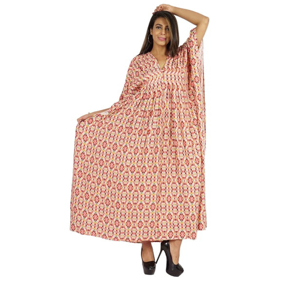 Moomaya Women Long Maxi Cover Up Printed Kimono Sleeve Night Dress Maxi Kaftan Gown Sleepwear