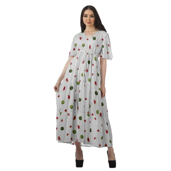 Moomaya Women Party Night Dresses Plus Size Printed Casual Wear Ladies Clothing
