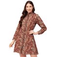 thumbnail image 1 of Moomaya Women Printed Cotton Dress Ruffled Collar Cuffed Sleeves Belted Mini Dress, 1 of 8
