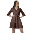 thumbnail image 1 of Moomaya Women Printed Drawstring Mini Dress V Neck Ruffle Sleeves Summer Dress, 1 of 1