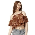 thumbnail image 1 of Moomaya Women Printed Off Shoulder Viscose Top, Ruffled Summer Crop Top, 1 of 8