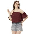 thumbnail image 1 of Moomaya Women Printed Off Shoulder Viscose Top, Ruffled Summer Crop Top, 1 of 8