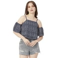 thumbnail image 1 of Moomaya Women Printed Off Shoulder Viscose Top, Ruffled Summer Crop Top, 1 of 8