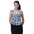 thumbnail image 1 of Moomaya Women Printed Ruffled Short Sleeves Top, Sweetheart Neck, Vacation Top, 1 of 8