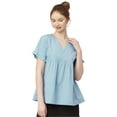thumbnail image 1 of Moomaya Women Printed Short Sleeves Cotton Top, V Neck Long Length Flared Summer Tunic Top, 1 of 8