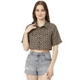 thumbnail image 1 of Moomaya Women Printed Short Sleeves Crop Shirt, Collared Neck Short Boxy Shirt Top, 1 of 8